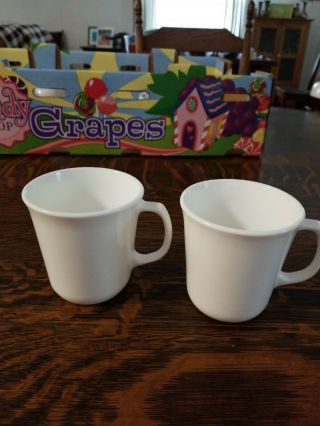 Set Of 2 Corning Corelle Winter Frost White D Handle Coffee Mugs Cups