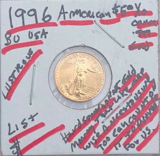 1996 Five Dollar American Gold Eagle 1/10 Oz Gold Usa Coin - - Will Sell Below List