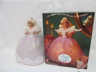 Angel Lights Barbie Doll Christmas Tree Topper 1993 12 " Tall W/shipping Carton