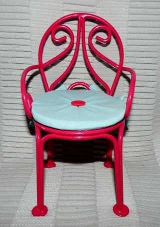 Ag American Girl Doll Bistro Set Dark Pink 9.  5 " H Metal Chair W Seat Cushion