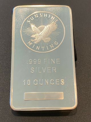 10 Oz Sunshine Minting Eagle Silver Bar.  999 Fine