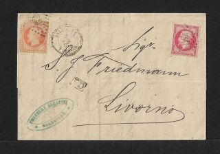 Greece French Po Salonica To Italy Cover 1867 Rare