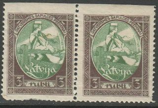 Latvia 1920 Mi 44 Pair,  Variety - Imperforated At Top,  Mnh - Mlh Og