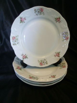 Set Of 4 - Princess House Rose Garden Porcelain Dessert Plates - Portugal - 8 "