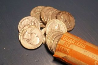 Roll Of 40 Washington Silver Quarters,  $10 Face Value