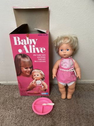 Vintage 1973 Kenner Baby Alive Doll W/ Bowl & Spoon