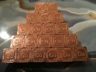 20 X 5 Oz Copper Cu Elemental Cubes.  100 Oz.  Over 6 Pounds Of Pure Copper