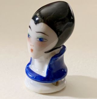 Miniature Art Deco Porcelain Ceramic Half Doll Head Cupid Bow Lip Flapper Vamp