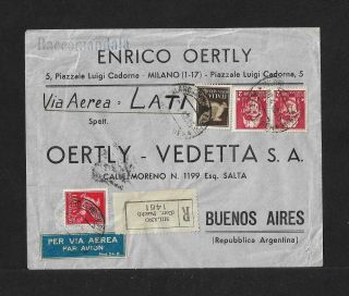 Lati Italy To Argentina Air Mail Cover 1940
