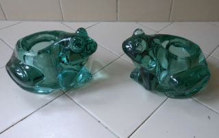 Vintage Indiana Glass Co.  Green Frog Votive Candle Holder -