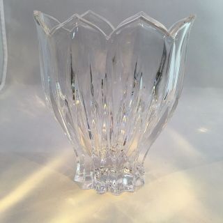 Vintage German Gorham Lead Crystal Glass Tulip Lotus Pattern Vase 5 3/4 " Exc