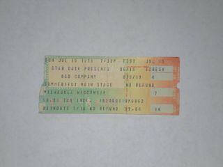 Bad Company Concert Ticket Stub - 1979 - Desolation Angels - Summerfest - Milwaukee,  Wi