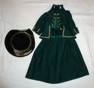 American Girl Felicity Green Riding Outfit Waistcoat Skirt Hat - Retired - Euc