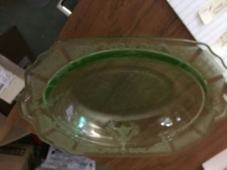 Green Princess Depression Glass Oval Vegetable Serving Dish