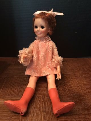 Vintage 1968 Ideal Crissy Doll With Orange Boots;hair