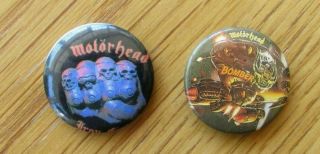 Motorhead Set Of Two (2) Metal Button Badges Bomber Iron Fist