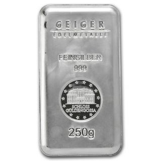 250 Gram Silver Bar ✪ Geiger Edelmetalle ✪ 250g 999 Feinsilber ◢trusted◣