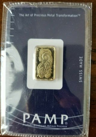 2.  5 Gram Gold Bar - Pamp Suisse - 999.  9 Fine In Assay