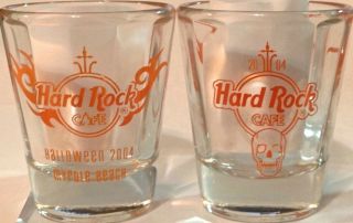 Hard Rock Cafe Myrtle Beach 2004 Halloween Shot Glass 2 " Skull & Tattoo