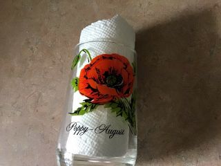 1970’s Brockway Flower Of The Month Glass Tumbler Poppy - August