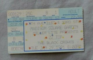Zz Top & The Black Crowes Concert Ticket Stub 1/29/91 Madison Square Garden 1991