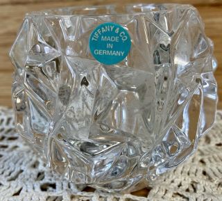 Tiffany Co Crystal Candle Holder Ice Rock Crystal Pine Cone Shape Germany