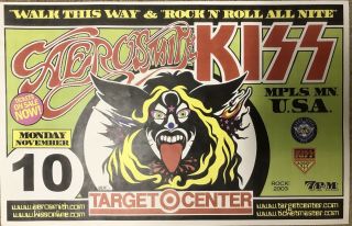 Kiss Aerosmith Target Center Minneapolis Concert Tour Poster 11x17