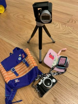 American Girl technology set - includes phone,  cameras and tripod - Retired 2
