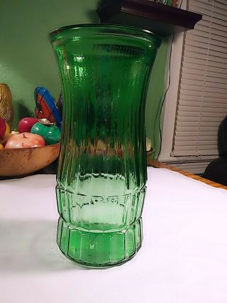 Vintage Green Glass E O Brody Co Rare Ribbed Vase