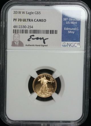 Ngc 2018 W American Gold Eagle Five Dollars Pf70 Ultra Cameo Uncirculated Coin