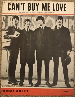 The Beatles 1964 Sheet Music Can’t Buy Me Love