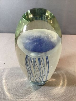 Dynasty Gallery Hand Blown Art Glass Jellyfish Paperweight 6.  5” Tall