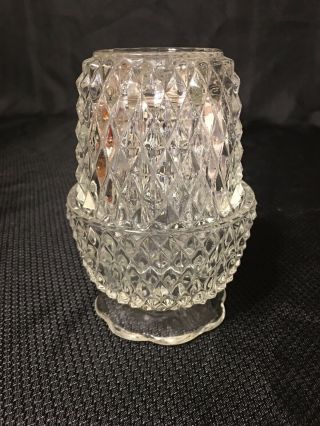 Vintage Indiana Glass Diamond Cut Two Piece Fairy Lamp -