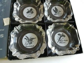 VINTAGE 50 ' S FEDERAL GLASS ASH TRAY SPORTSMAN ' S SET GAME BIRDS HUNTING ASHTRAY 3