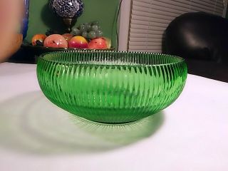 Vintage E O Brody Co Green Glass Ribbed Bowl 2