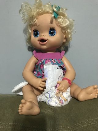 2010 My Baby Alive Interactive Doll Baby Pees,  Poops,  Talks Curly Blonde