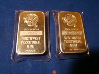 Northwest Territorial,  2 - 5 Troy Oz.  Silver Bars,  10 Troy Ounces Total