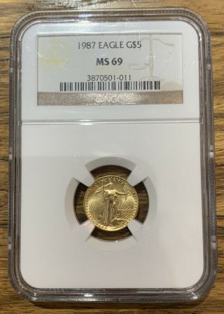 1987 $5 Gold American Eagle Ngc Ms - 69