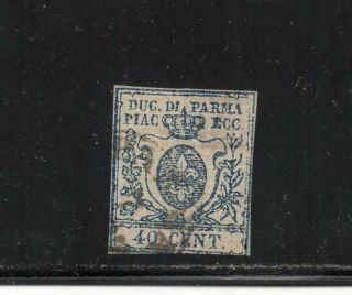1857 Italy Parma Sa 11c,  40c Zero Stretto $760.  00,  Cardillo Certificate