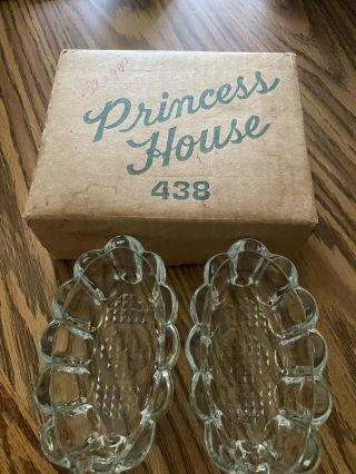 Vintage Princess House Crystal Spoon Fork Buffet Silverware Holders Set Of 2