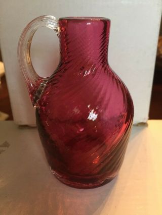Miniature Mini Pilgrim Glass Cranberry Swirl Jug