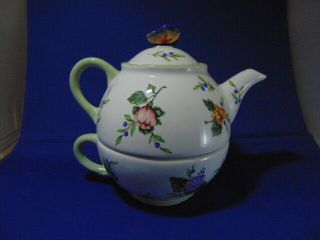 Princess House Crystal (vintage Garden) (individual Tea Pot W/lid & Cup) Set