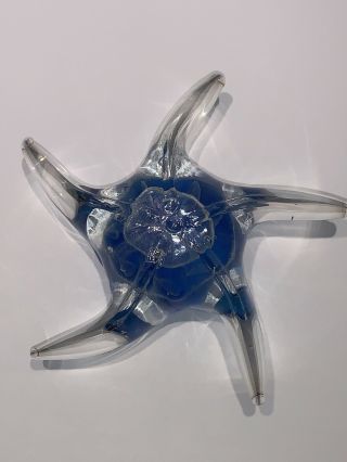 Dynasty Gallery Art Glass Paperweight Blue Starfish - 5 "