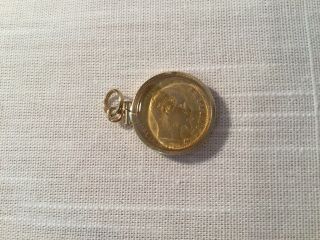 1860a Napoleon Iii Five (5) Franc Gold Coin Pendant Mounted In A 14k Gold Bezel