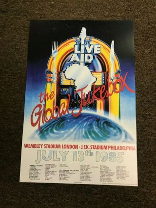 Live Aid Global Jukebox Clapton U2 Madonna 1985 Cardstock Concert Poster 12x18
