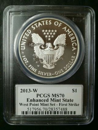 2013 W Enhanced State $1 American Silver Eagle Dollar PCGS MS70 2