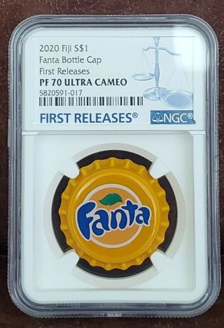 2020 Ngc Pf 70 Ultra Cameo Fiji 6g Silver " Fanta Bottle Cap " First Release