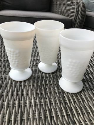 Vintage Hobnail Milk Glass Tumblers Set Of 3 5”