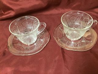 Royal Lace Cups And Saucers Set Of 2 By Hazel Atlas Glass Co.