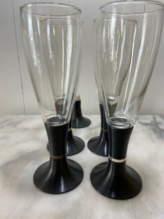 Vintage 1960s David Douglas Lighted Champagne Novelty Glasses Set Of 4 Mcm